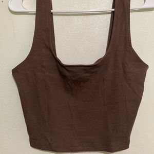 Chocolate Brown Thick Strap Crop Top